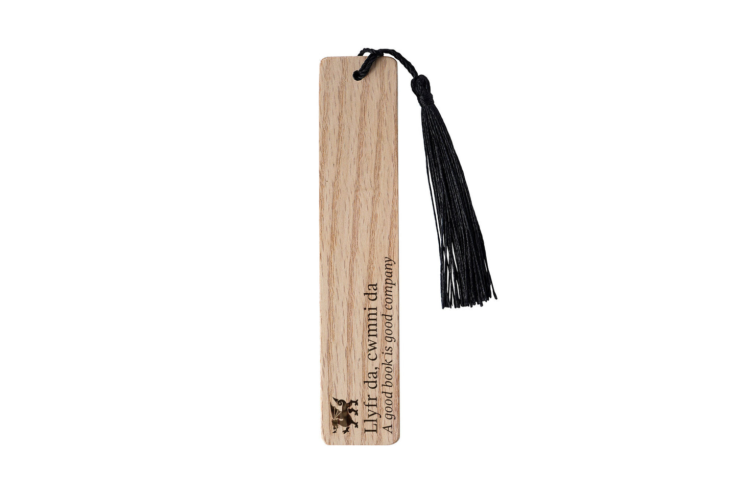 Oak Bookmark with Welsh Dragon | "A Good Book Is Good Company" Reading Accessory