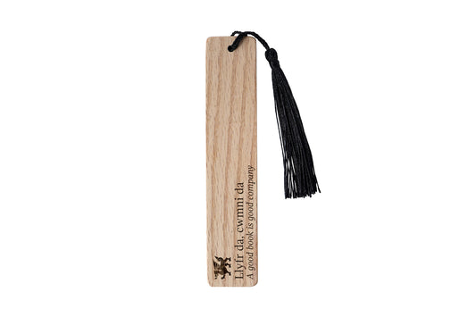 Oak Bookmark with Welsh Dragon | "A Good Book Is Good Company" Reading Accessory