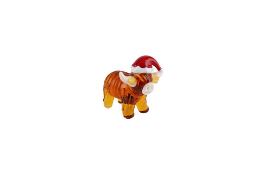Artisan Glass Christmas Highland Cow In Gift Box  • Decoration • Ornament • Collectable • Home Decor