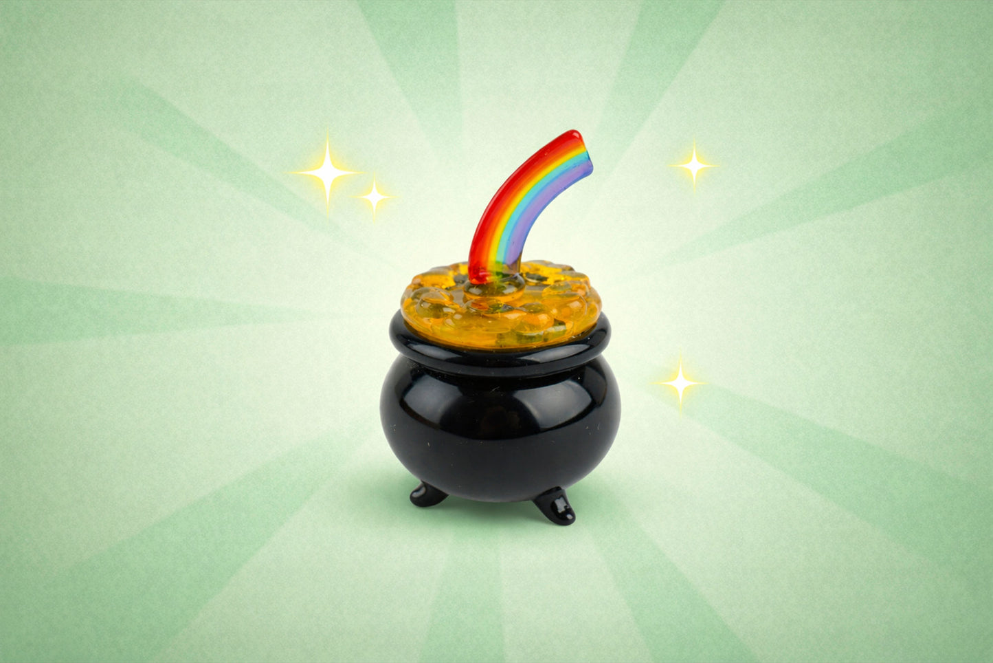 Artisan Glass Pot Of Gold In Gift Box • Decoration • Ornament • Collectable • Home Decor
