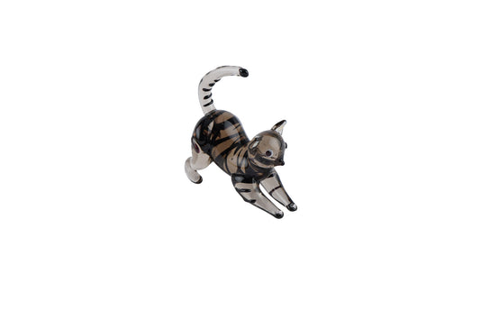 Artisan Glass Tabby Cat In Gift Box • Decoration • Ornament • Collectable • Home Decor