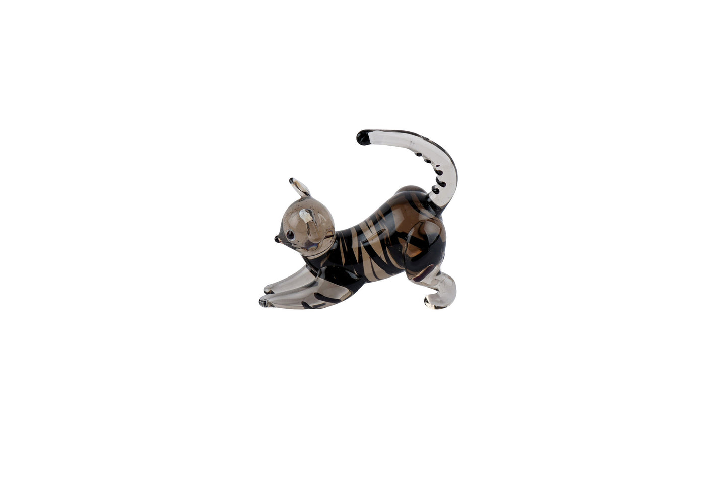 Artisan Glass Tabby Cat In Gift Box • Decoration • Ornament • Collectable • Home Decor