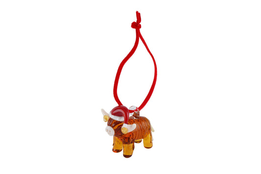 Artisan Glass Christmas Highland Cow Hanger In Gift Box • Decoration • Ornament • Collectable • Home Decor