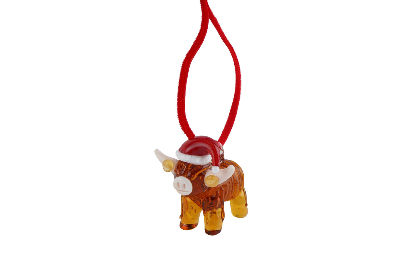 Artisan Glass Christmas Highland Cow Hanger In Gift Box • Decoration • Ornament • Collectable • Home Decor