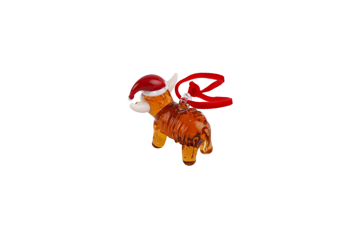 Artisan Glass Christmas Highland Cow Hanger In Gift Box • Decoration • Ornament • Collectable • Home Decor