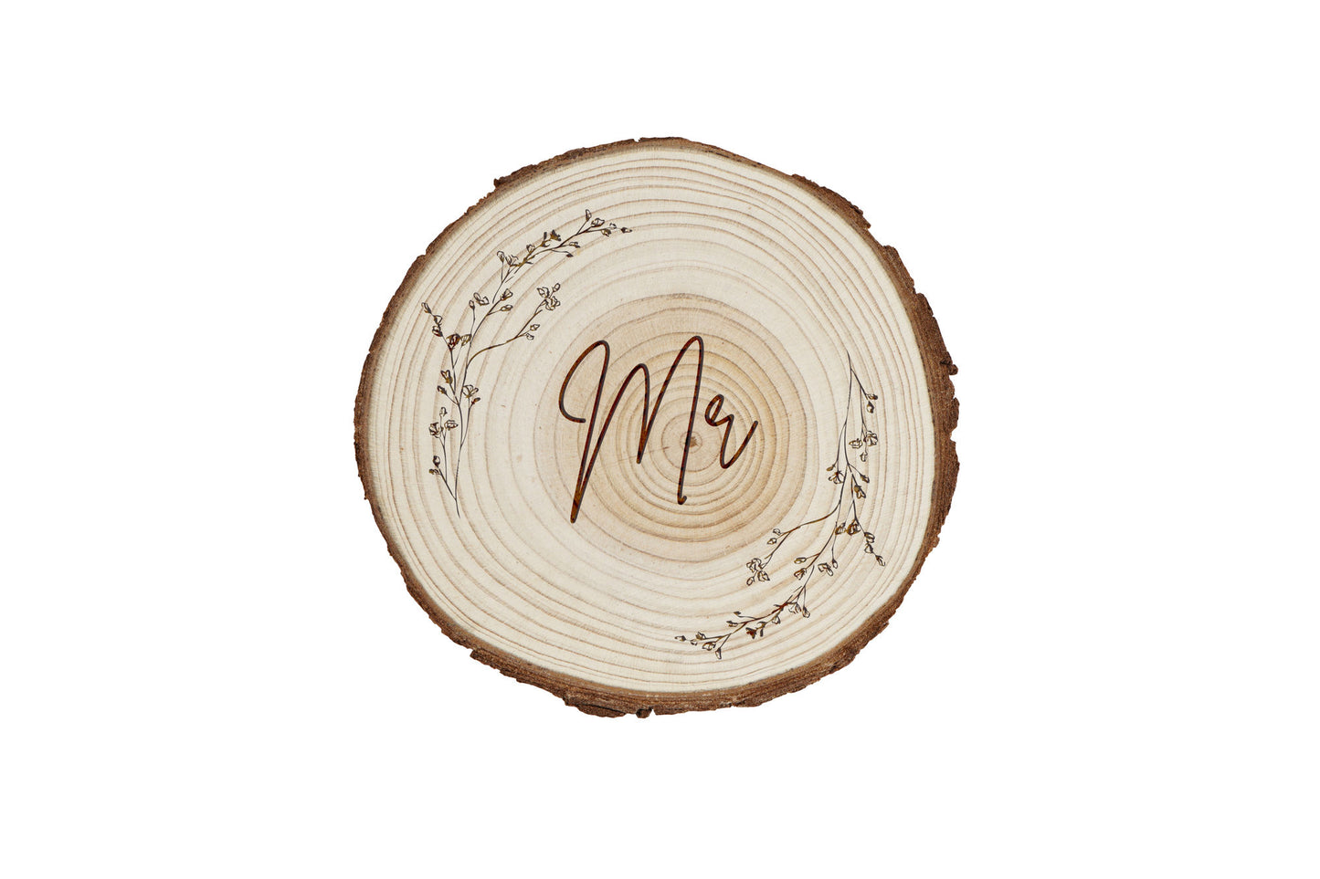Send With Love 'Mr' Log Slice Coaster  | Wooden Log | Rustic Countryside Farmhouse