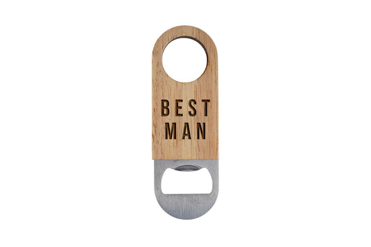 Wooden Travel Bottle Opener | Engraved "Man" Wedding Favor