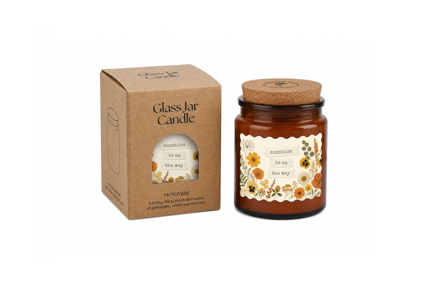 Large Scented Brown Candle 'Sunshine Is On The Way' | Homeware | Home Decor