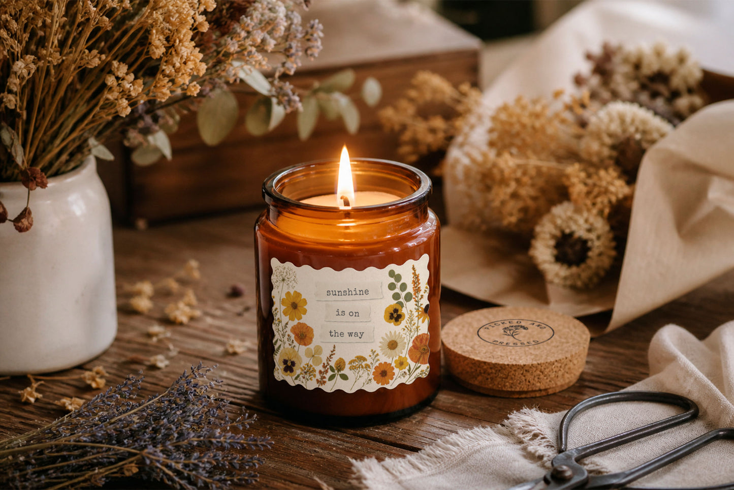 Large Scented Brown Candle 'Sunshine Is On The Way' | Homeware | Home Decor