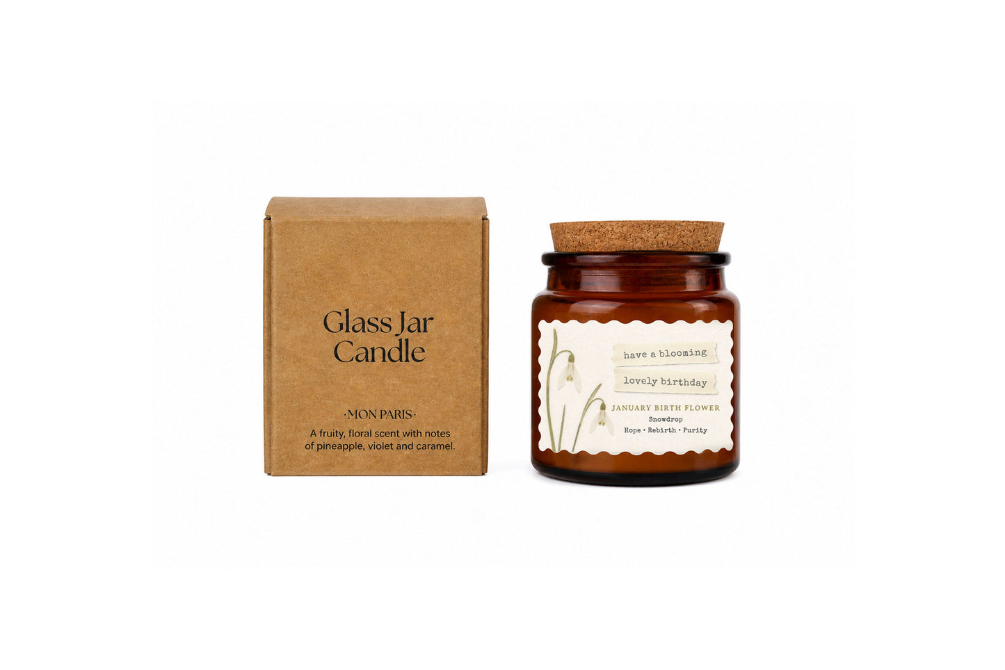 Small Scented Brown Candle 'January Birth Month' | Homeware | Home Decor
