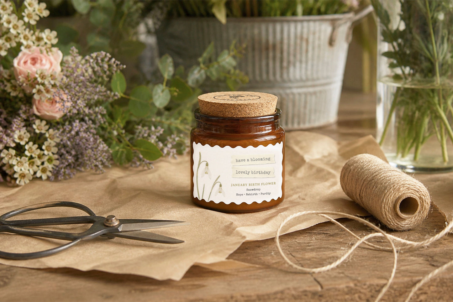 Small Scented Brown Candle 'January Birth Month' | Homeware | Home Decor