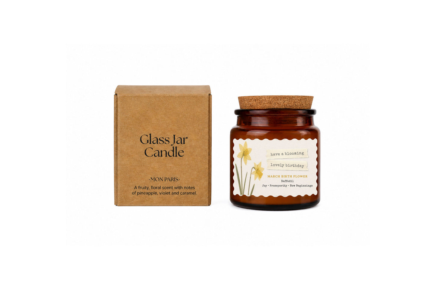 Small Scented Brown Candle 'March Birth Month' | Homeware | Home Decor
