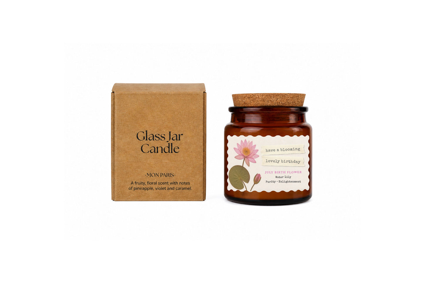 Small Scented Brown Candle 'July Birth Month' | Homeware | Home Decor