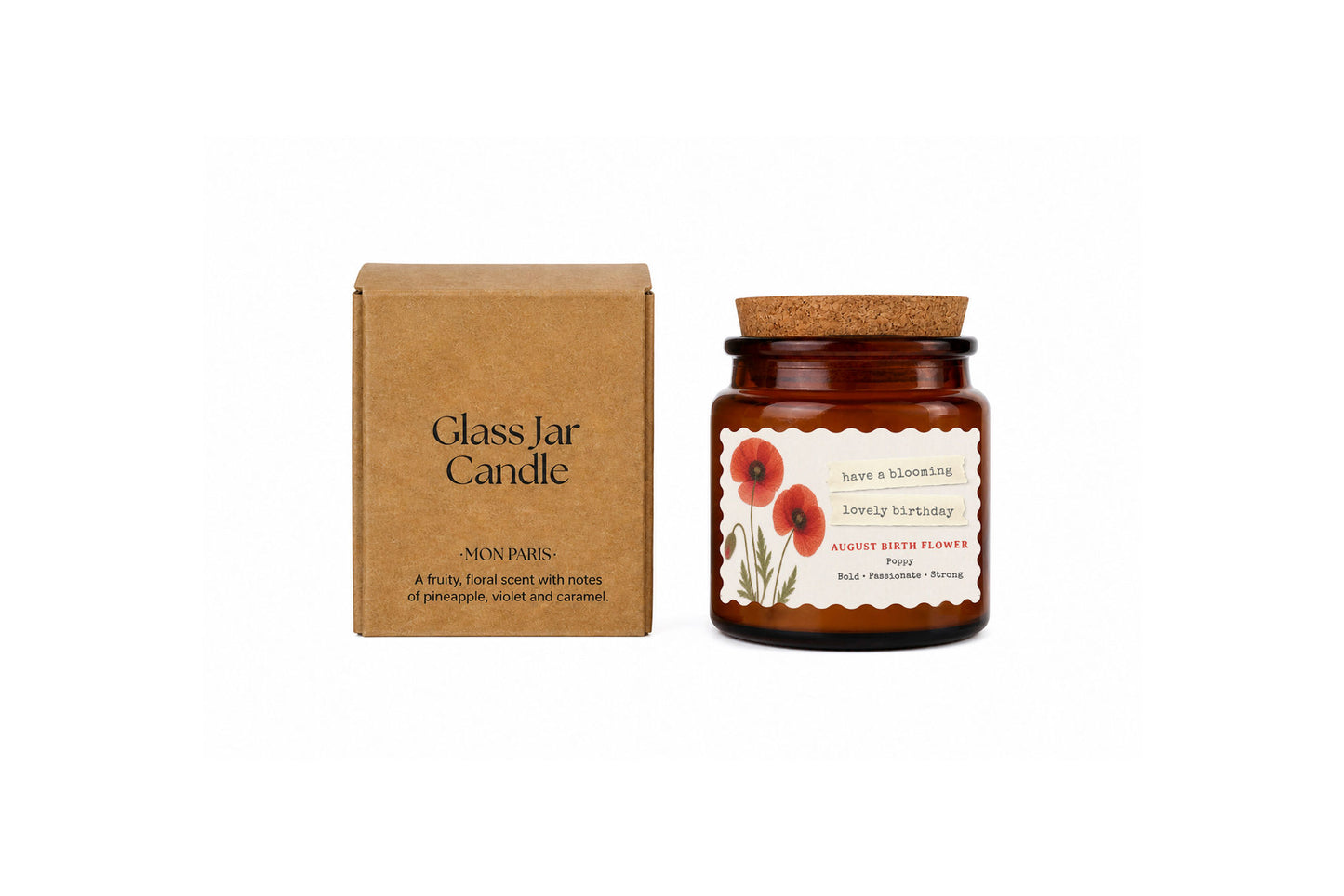 Small Scented Brown Candle 'August Birth Month' | Homeware | Home Decor