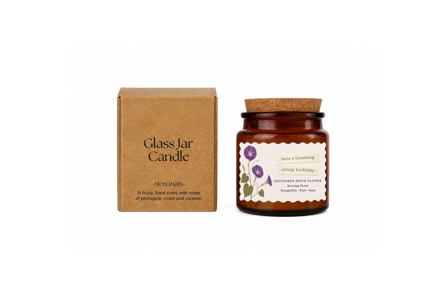 Small Scented Brown Candle 'September Birth Month' | Homeware | Home Decor
