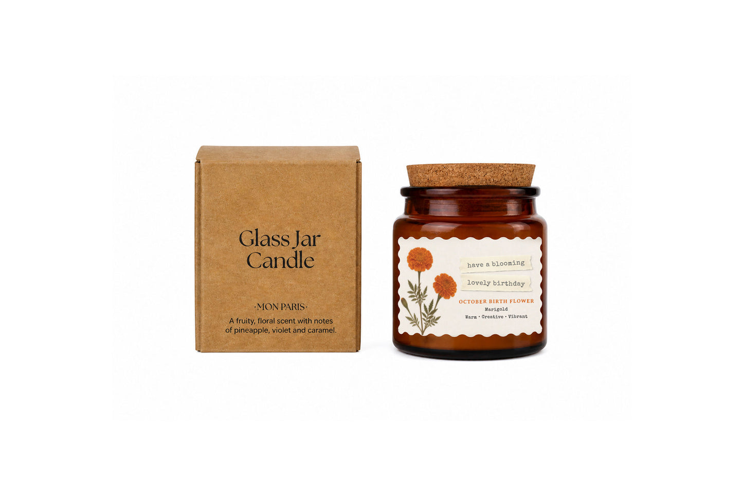 Small Scented Brown Candle 'October Birth Month' | Homeware | Home Decor