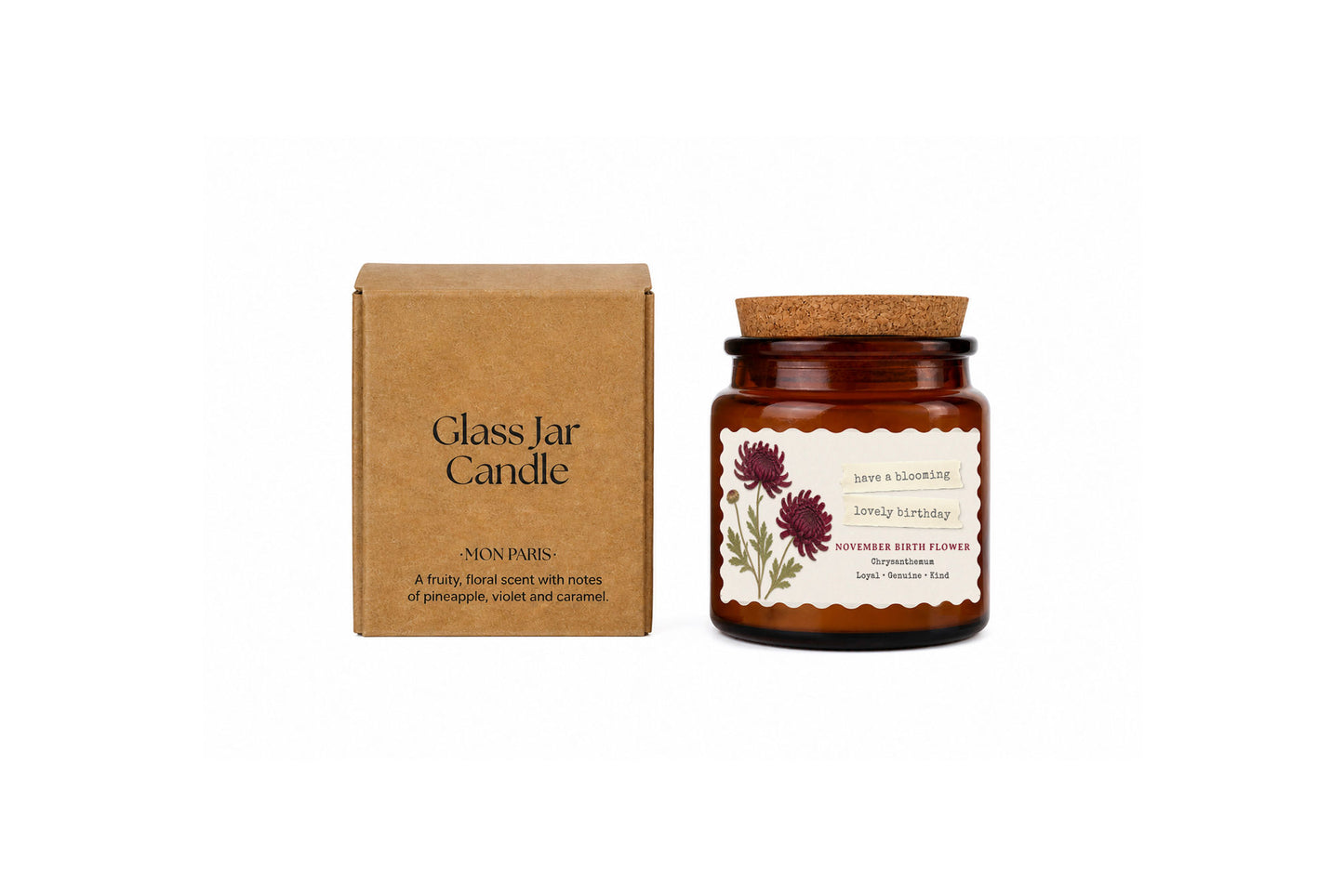 Small Scented Brown Candle 'November Birth Month' | Homeware | Home Decor