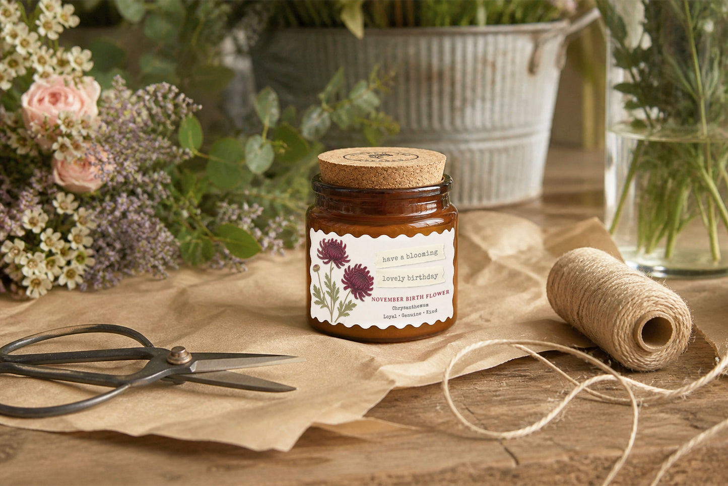 Small Scented Brown Candle 'November Birth Month' | Homeware | Home Decor