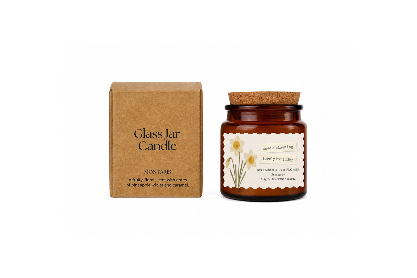Small Scented Brown Candle 'December Birth Month' | Homeware | Home Decor