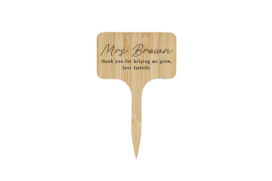 Teacher Thank You Bamboo Plant Marker | Personalised Teacher Leaving Gift | End of Term Gift