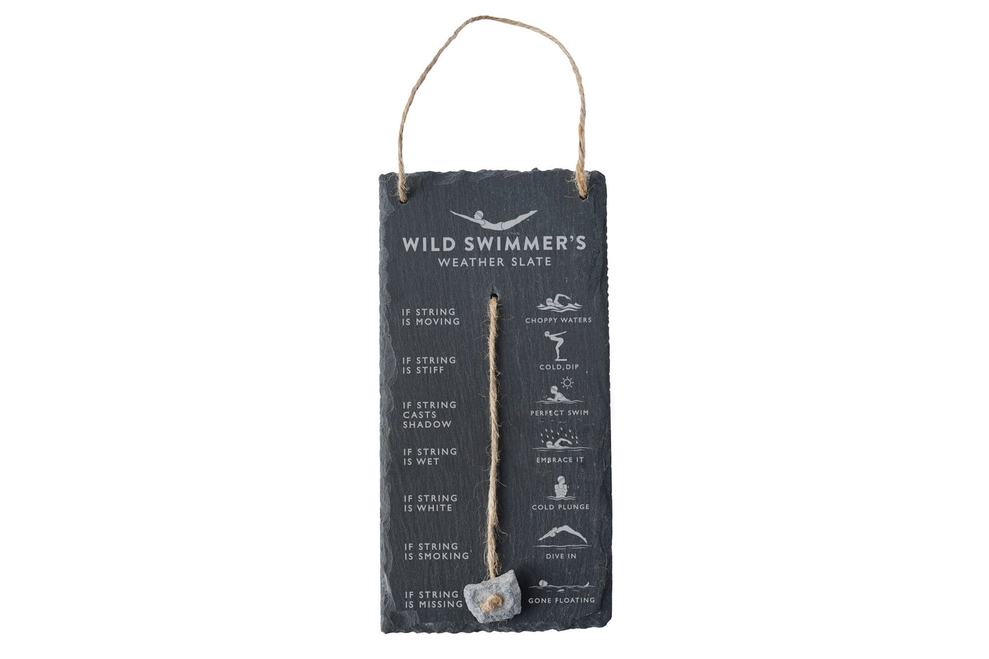 Wild Swimming Weather Slate Hanging Sign | Humorous Weather Reader | Forecaster Station | Gift For Your Home