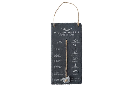 Wild Swimming Weather Slate Hanging Sign | Humorous Weather Reader | Forecaster Station | Gift For Your Home