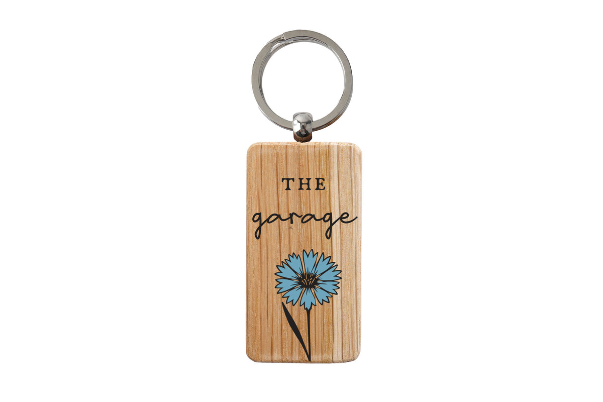 The Hedgerow 'The Garage' Hand Painted Oak Keyring | House Keys | Novelty