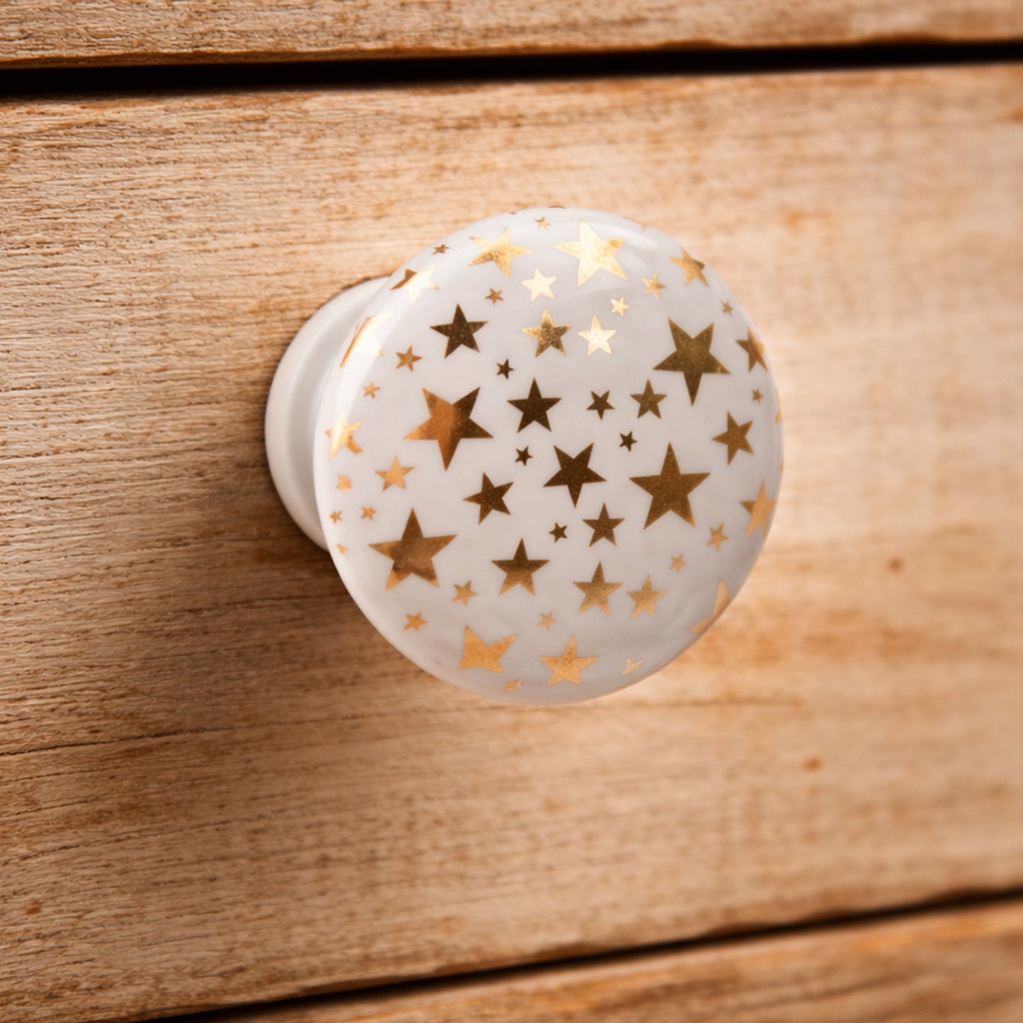 Gold Star Cabinet Knob Set | White & Gold Drawer Pulls