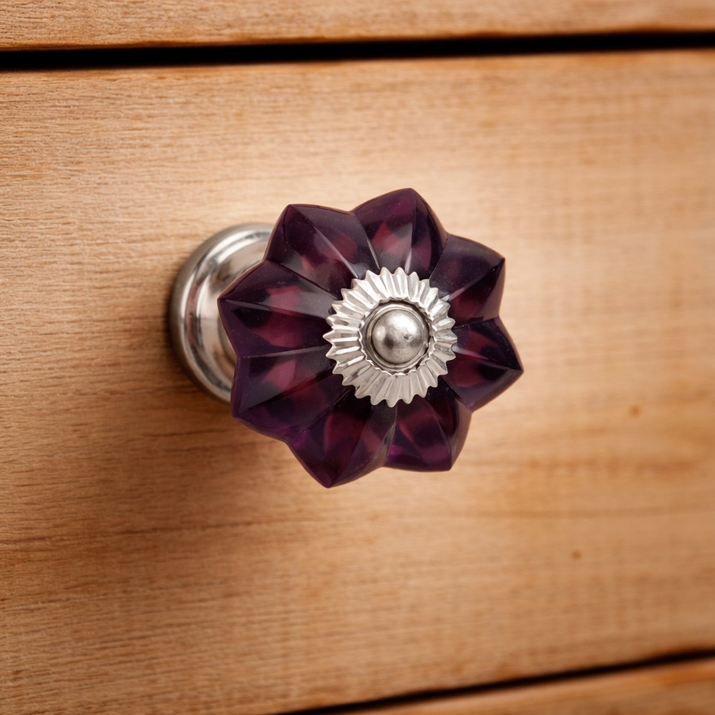 Purple Glass Drawer Pulls (Set of 2) | Melon Cabinet Knob