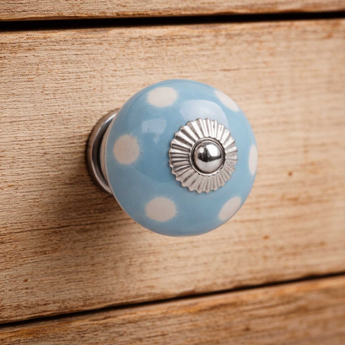 Blue Polka Dot Ceramic Drawer Pulls | Set of 2