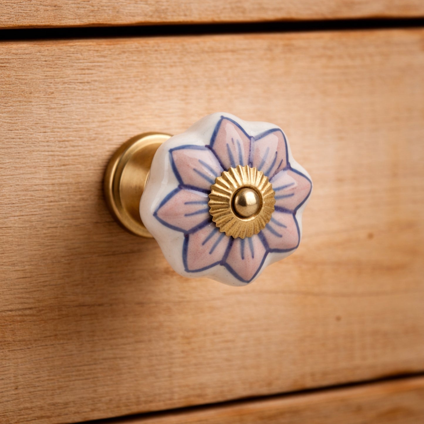 Ceramic Pink Flower Drawer Pulls (Set of 2)
