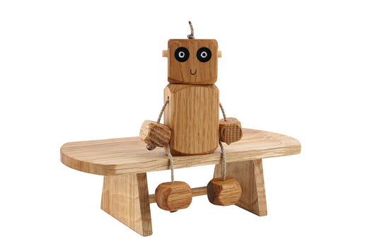 Naked Ned in Oak | Handmade Wooden Robot Toy | UKCA CE Tested