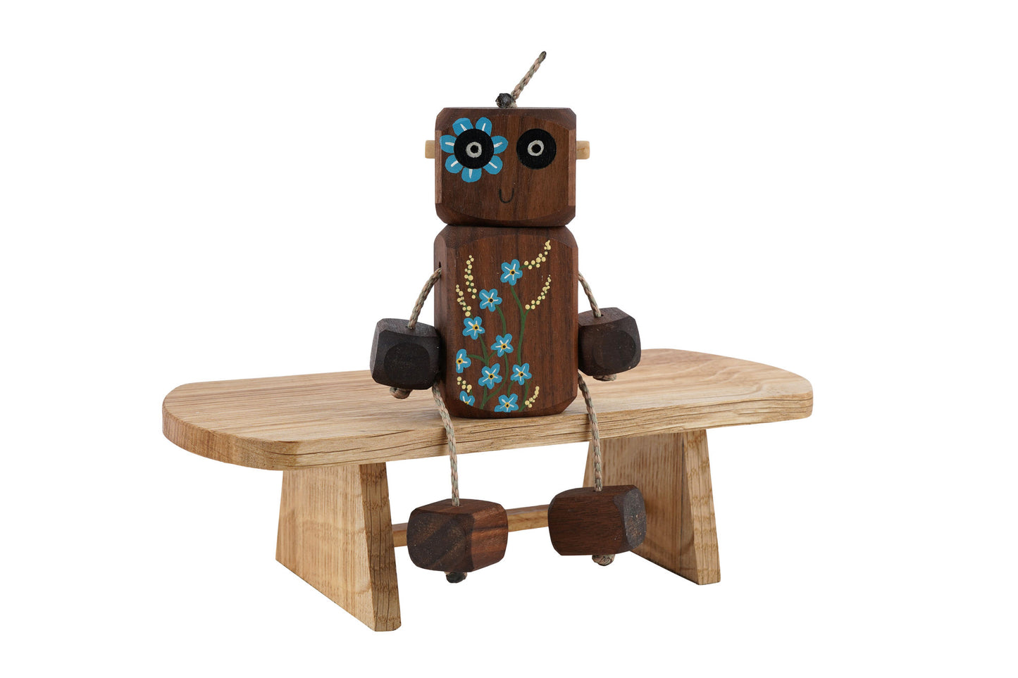 Forget-Me-Not Ned in Walnut | Handmade Wooden Robot Toy | UKCA CE Tested
