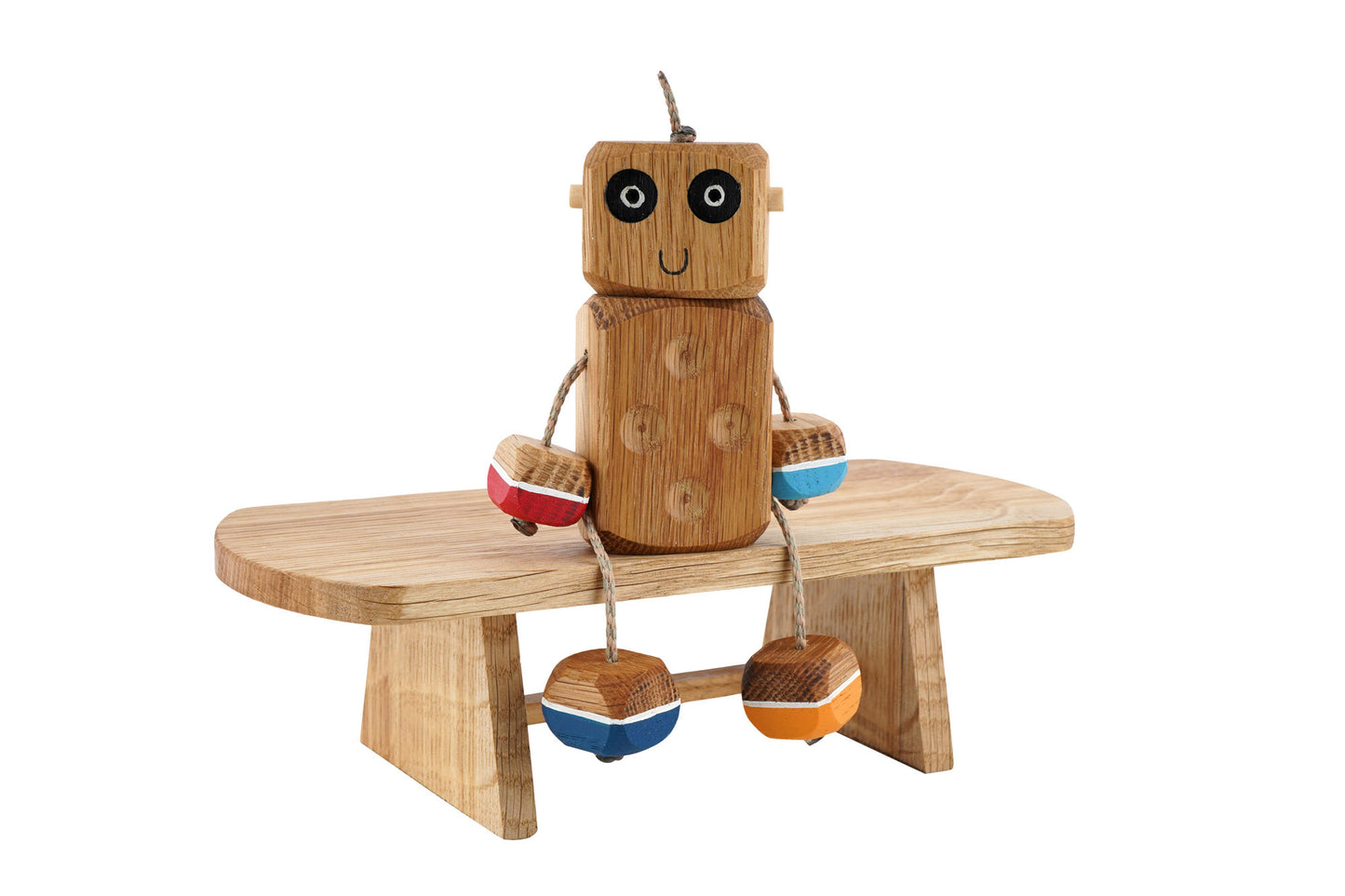 Worry Ned in Oak | Handmade Wooden Robot Toy | UKCA CE Tested