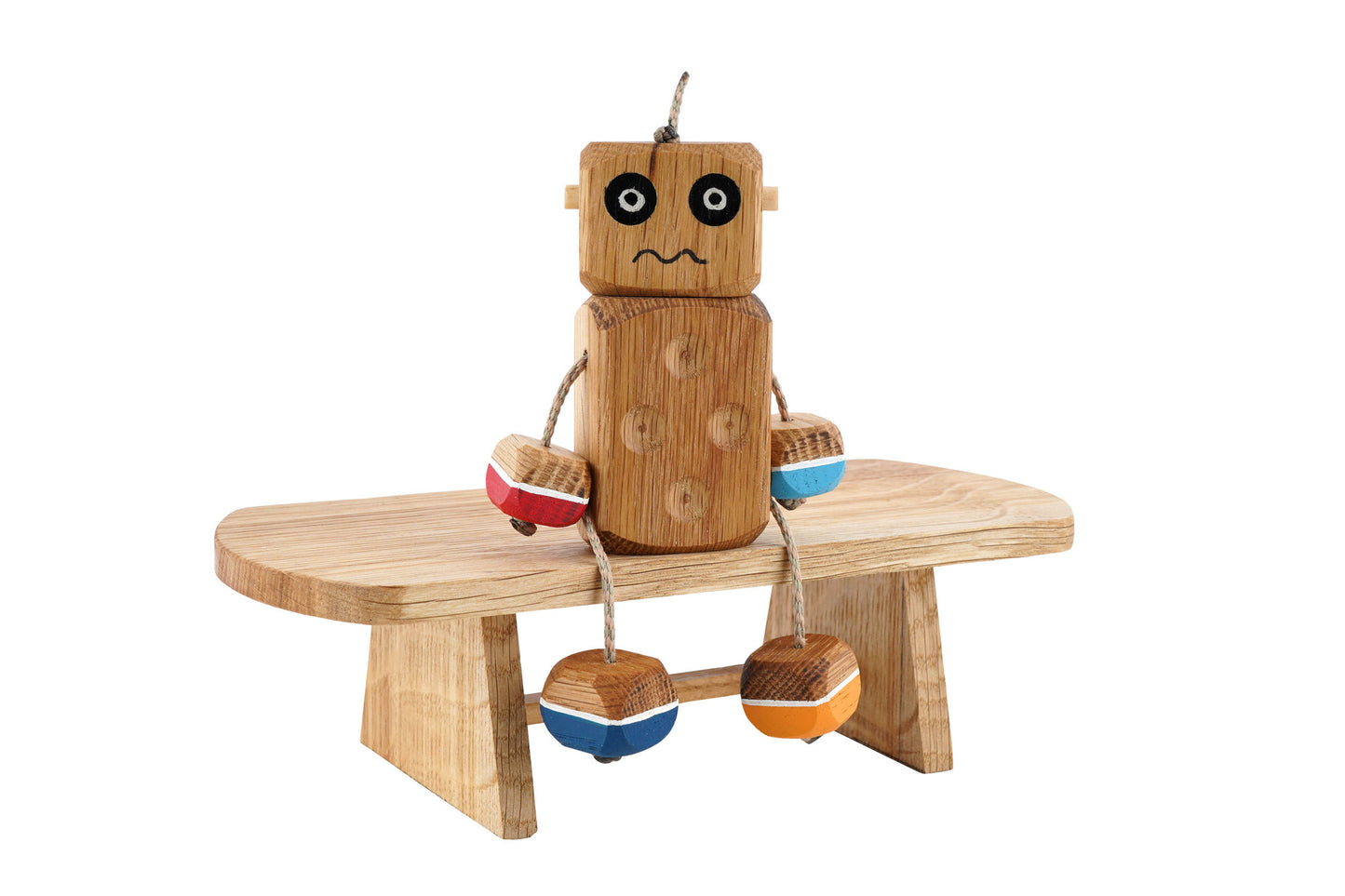 Worry Ned in Oak | Handmade Wooden Robot Toy | UKCA CE Tested