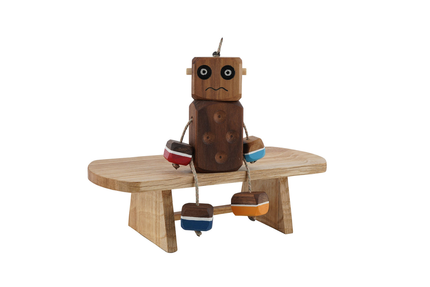 Worry Ned in Walnut | Handmade Wooden Robot Toy | UKCA CE Tested