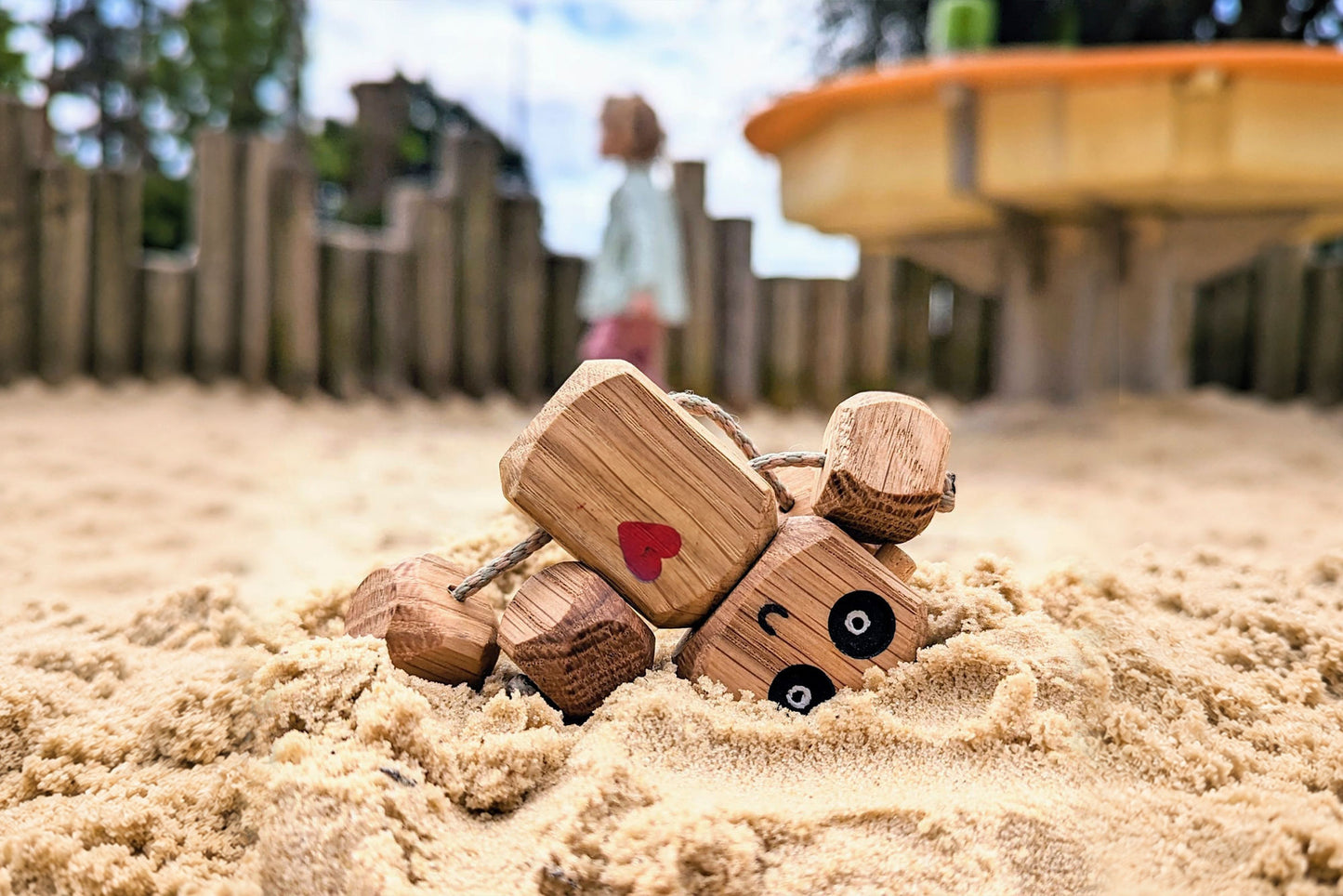 Heart Chest Ned in Oak | Handmade Wooden Robot Toy | UKCA CE Tested