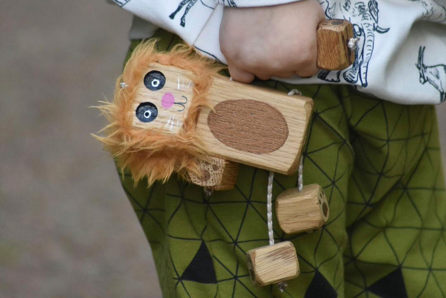 Lion Ned in Oak | Handmade Wooden Robot Toy | UKCA CE Tested Age: 3+