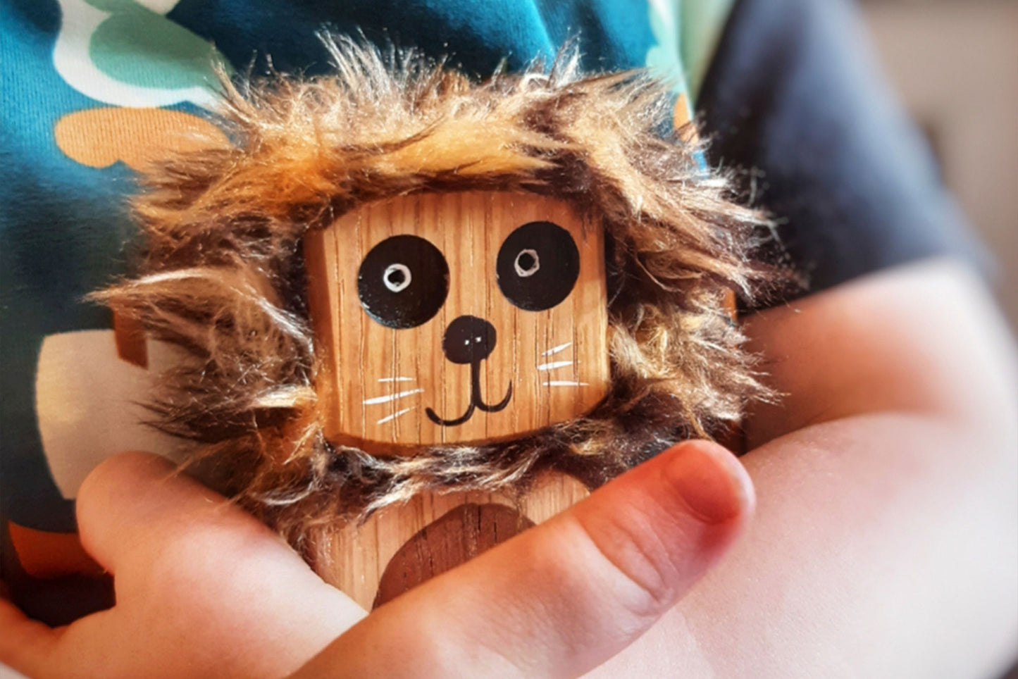 Dark Lion Ned in Oak | Handmade Wooden Robot Toy | UKCA CE Tested Age: 3+