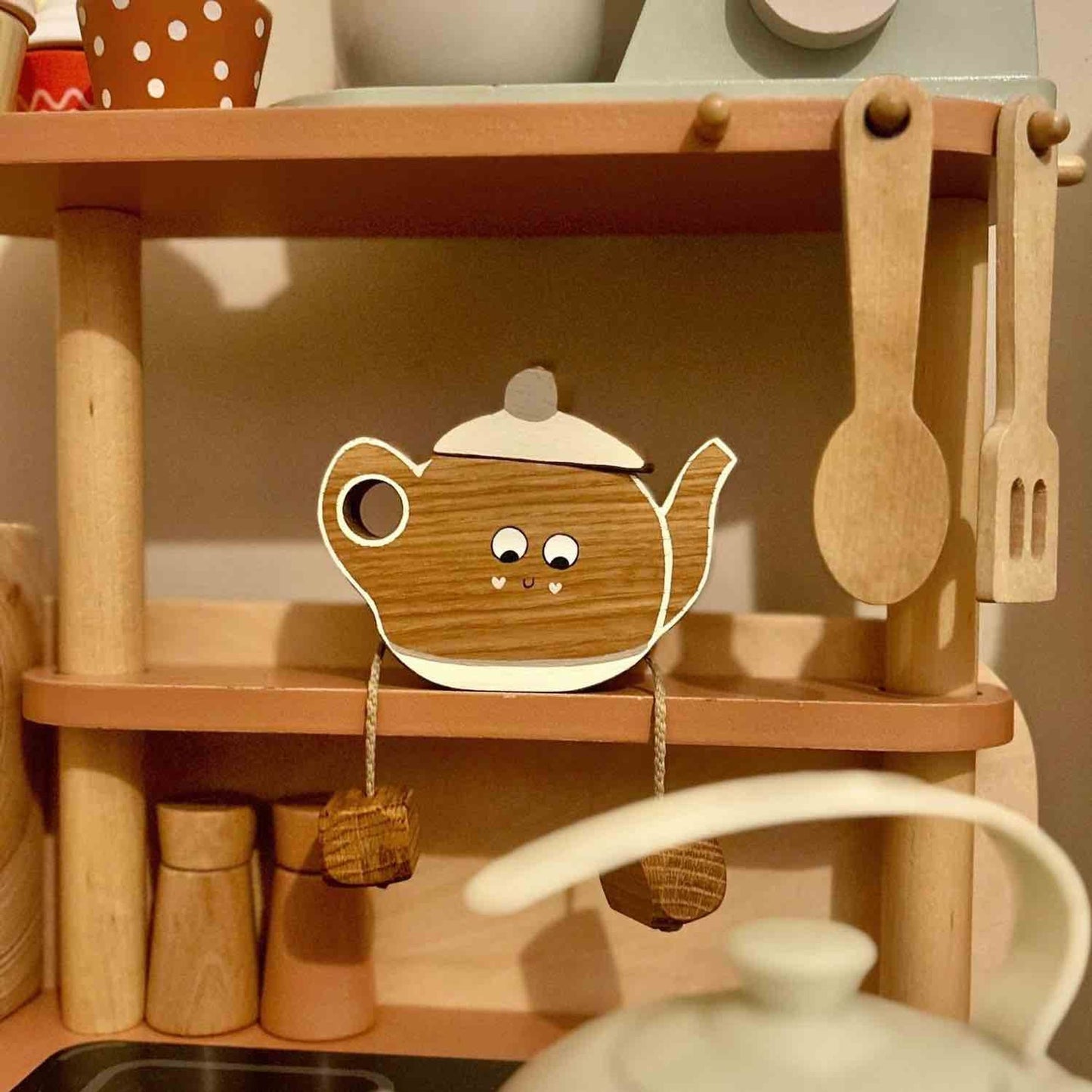 Teddy the Teapot in Beech | Handmade Wooden Toy | UKCA CE Tested | Age 3+