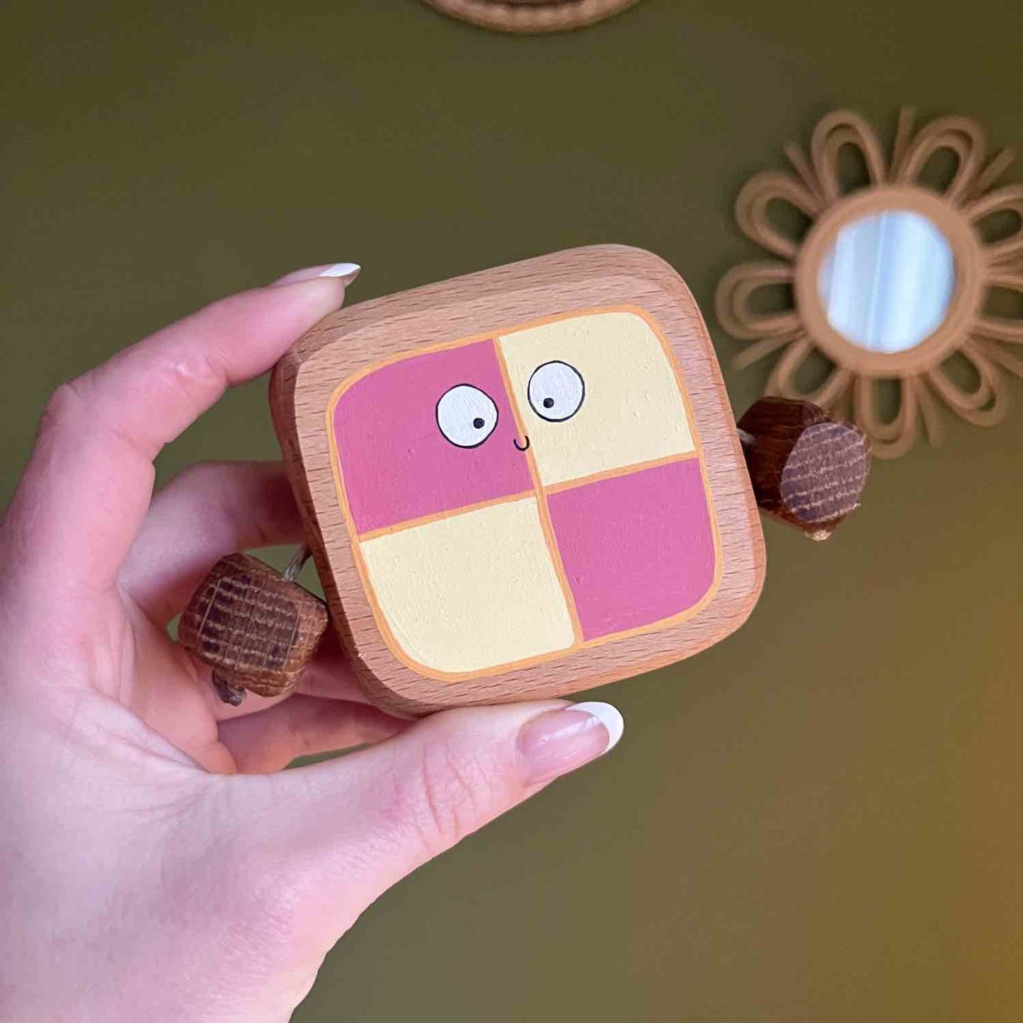 Betsy the Battenburg Slice in Beech | Handmade Wooden Toy | UKCA CE Tested | Age 3+