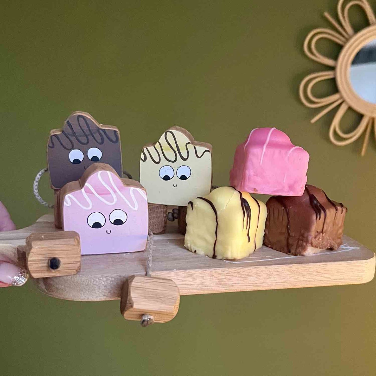 Lemon Fondant Fancy in Beech | Handmade Wooden Toy | UKCA CE Tested | Age 3+