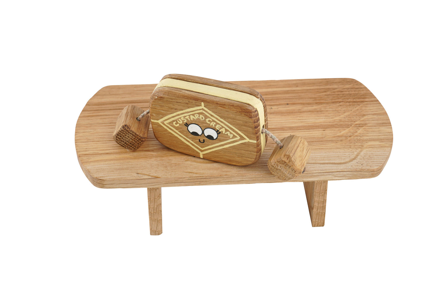 Connie the Custard Cream Biscuit in Beech | Handmade Wooden Toy | UKCA CE Tested | Age 3+