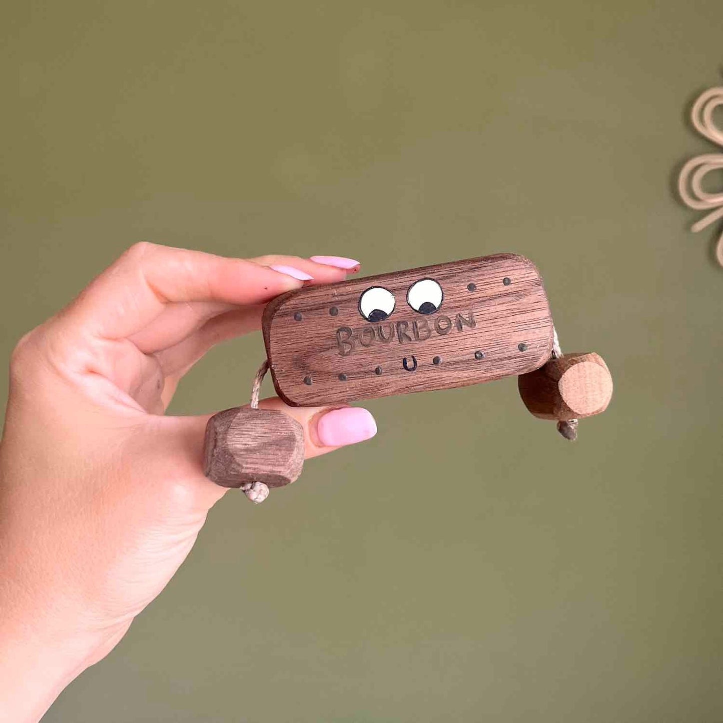 Bertie the Bourbon Biscuit in Walnut | Handmade Wooden Toy | UKCA CE Tested | Age 3+