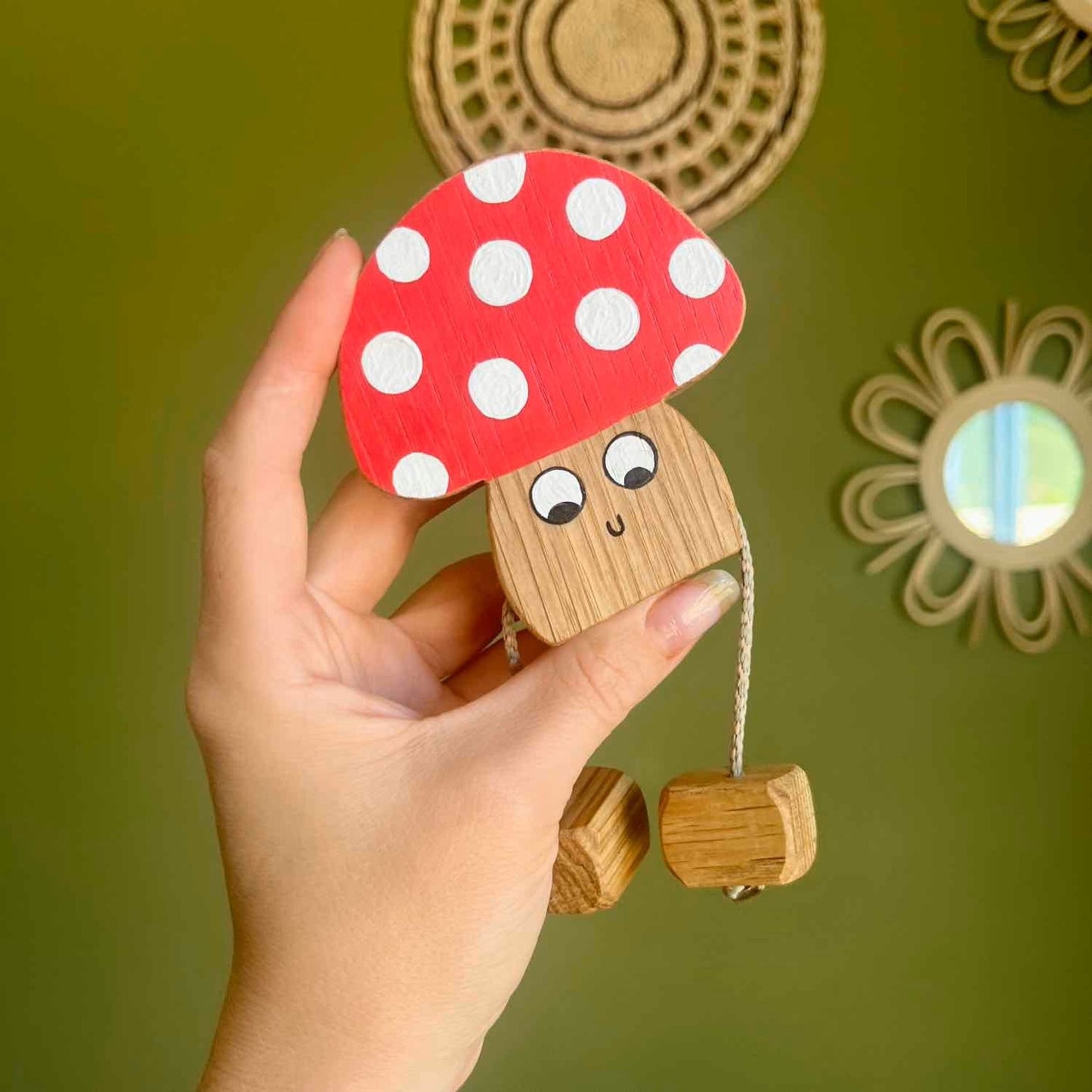 Monty the Mushroom in Beech | Handmade Wooden Toy | UKCA CE Tested | Age 3+