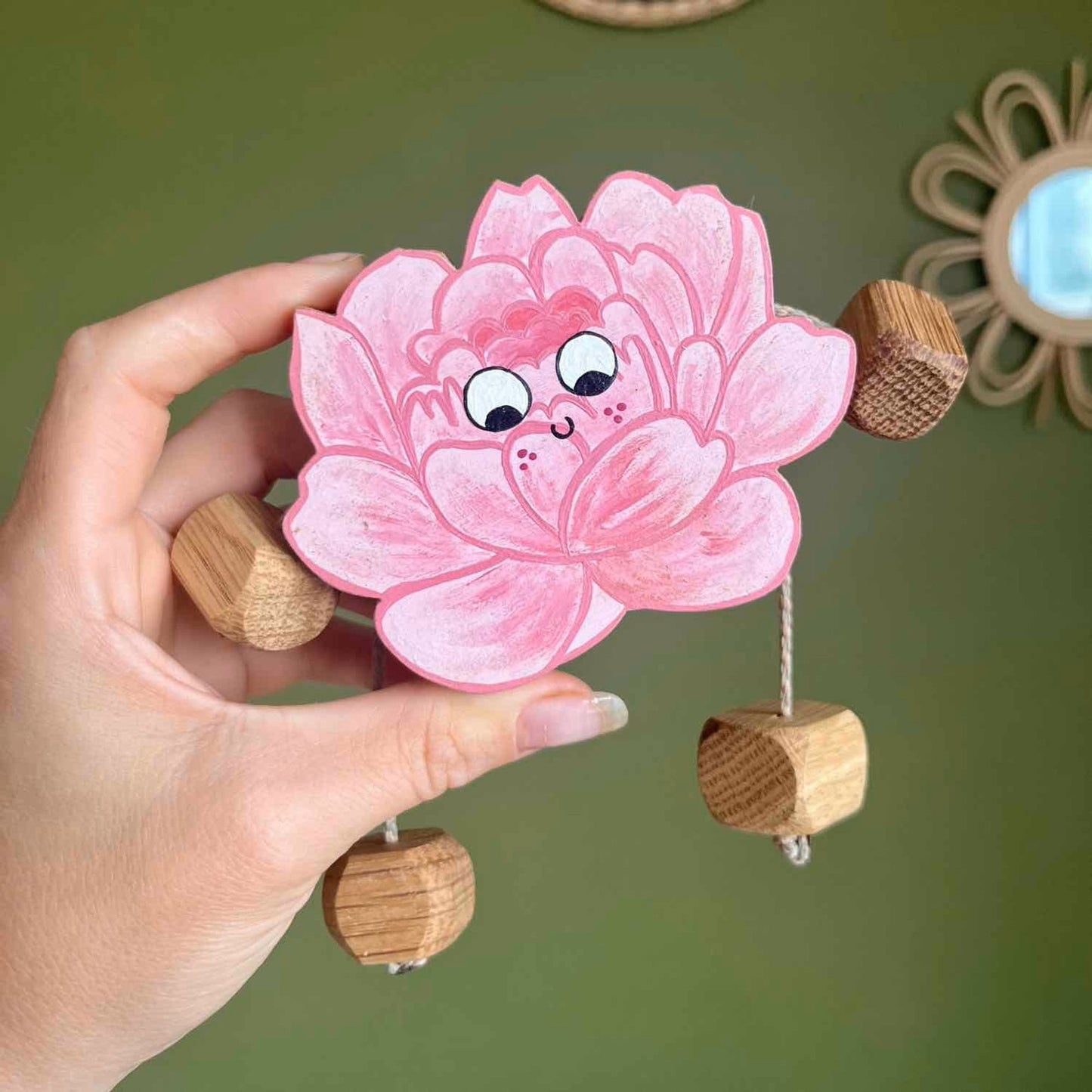 Penny the Pink Peony in Beech | Handmade Wooden Toy | UKCA CE Tested | Age 3+