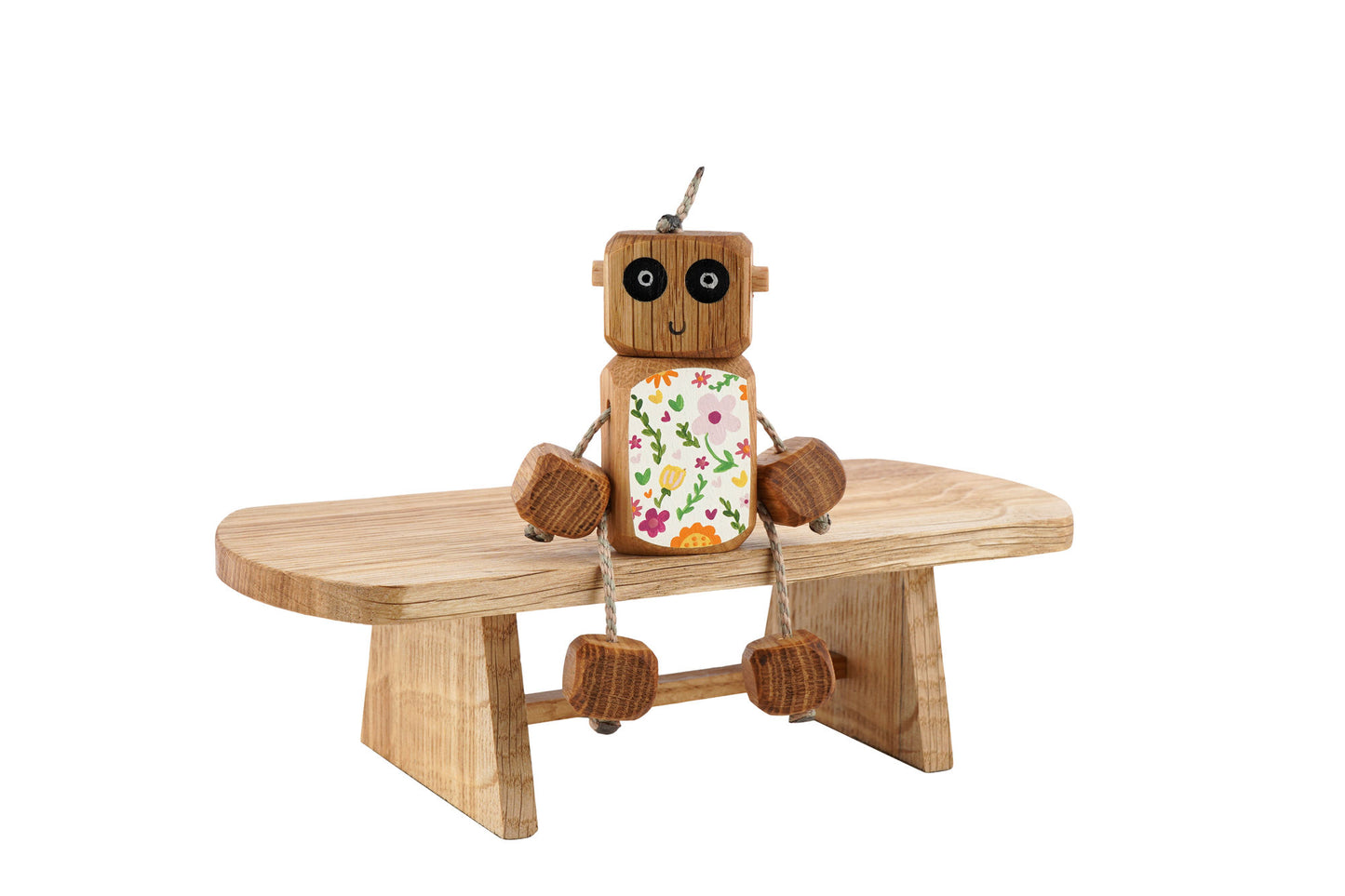 Bring You Flowers Nedlet in Oak | Handmade Wooden Robot Toy | UKCA CE Tested Age: 3+