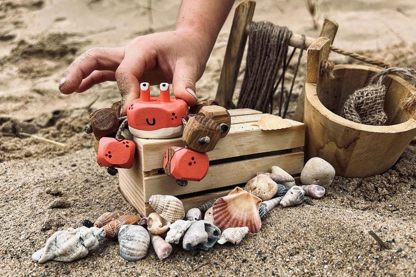 Chester the Crab in Oak | Handmade Wooden Robot Toy | UKCA CE Tested Age: 3+