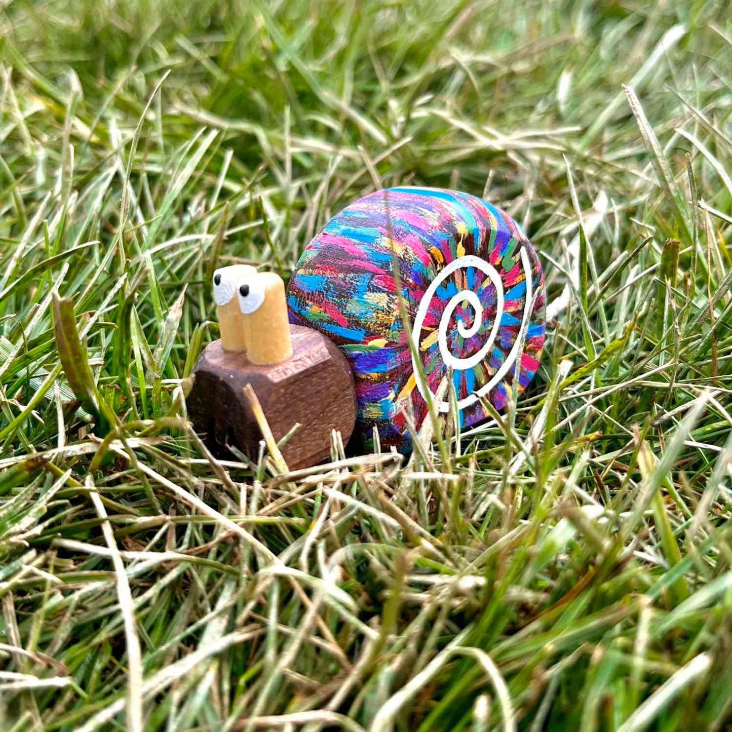 Dolly the Disco Snail in Walnut | Handmade Wooden Robot Toy | UKCA CE Tested Age: 3+