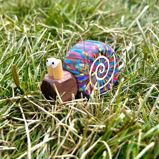 Dolly the Disco Snail in Walnut | Handmade Wooden Robot Toy | UKCA CE Tested Age: 3+